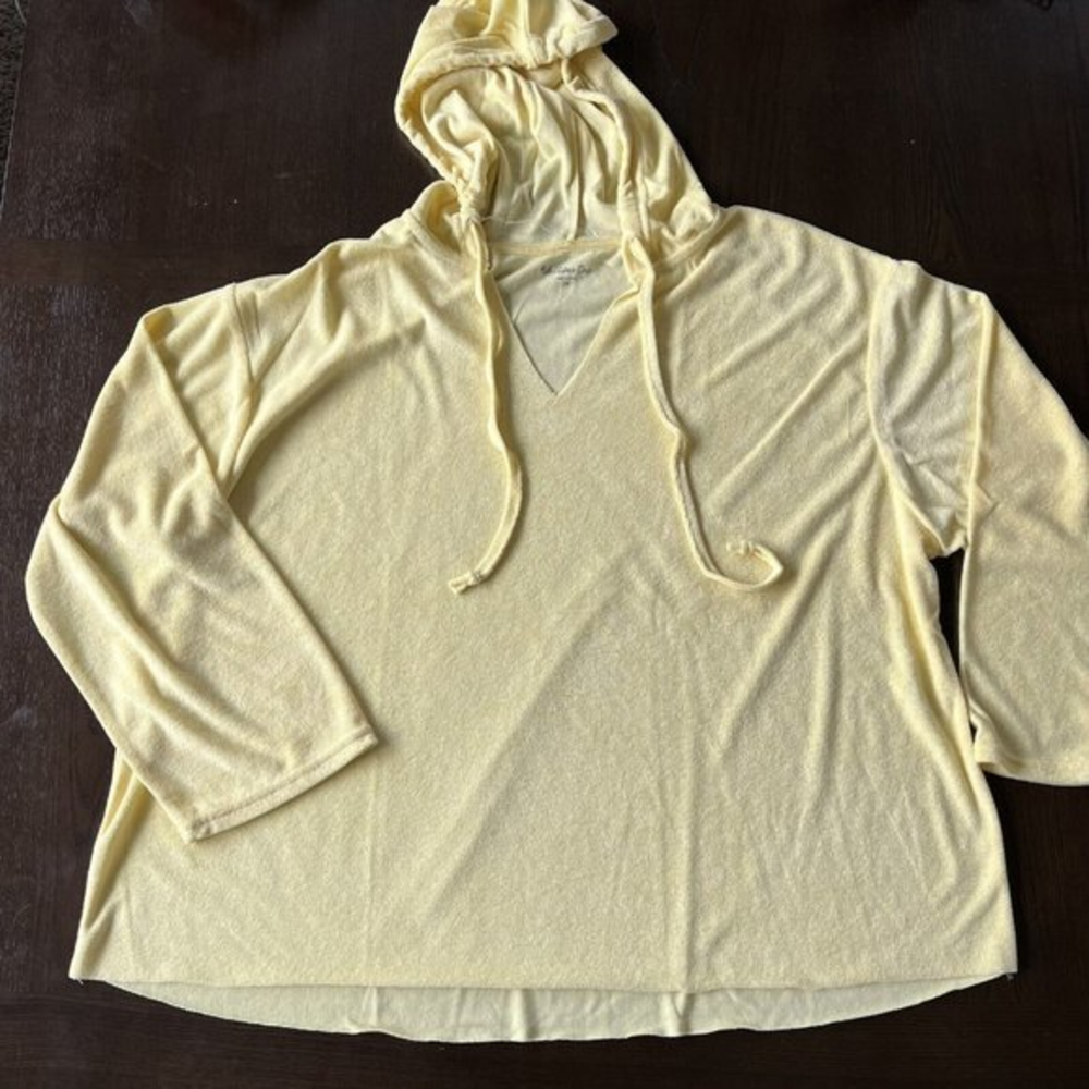 NWT‎ Rebellious One Womens Trendy Plus Size Loop Terry Pullover Hoodie Yellow 3X